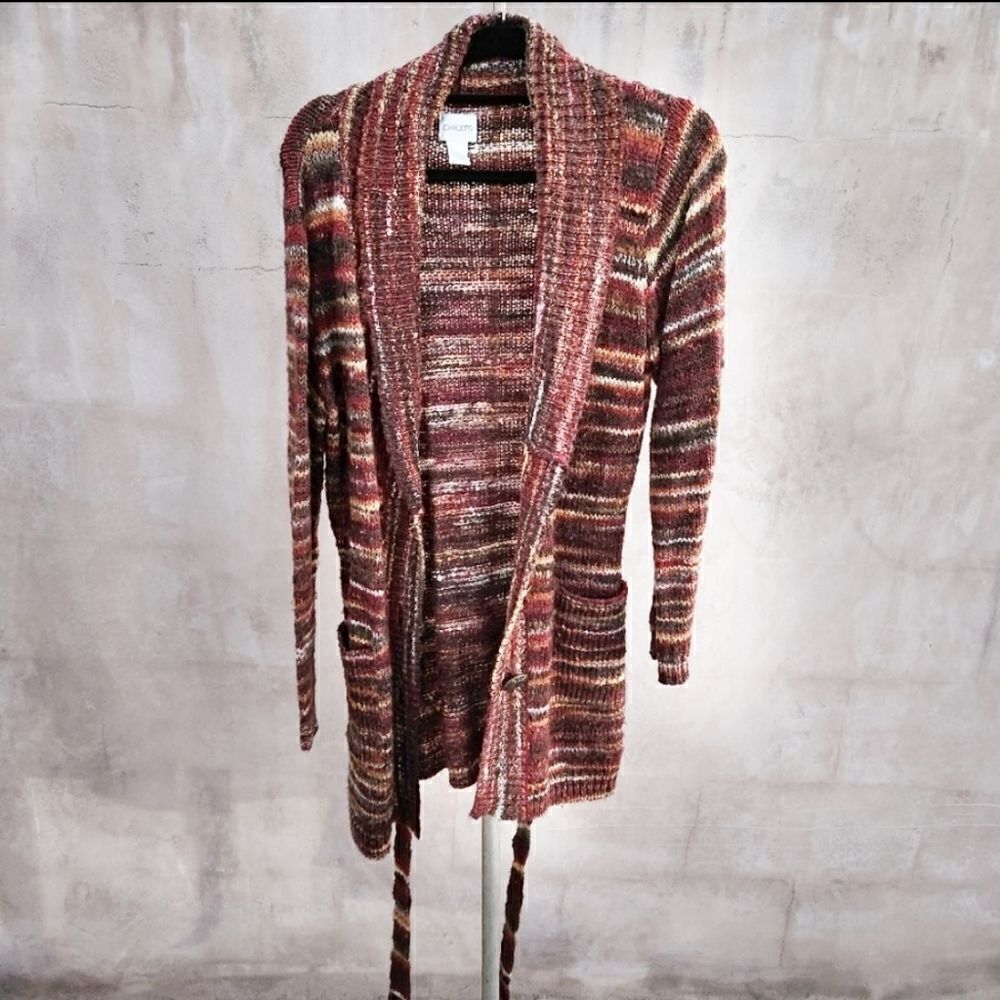 Chicos 70s inspired belted cardigan